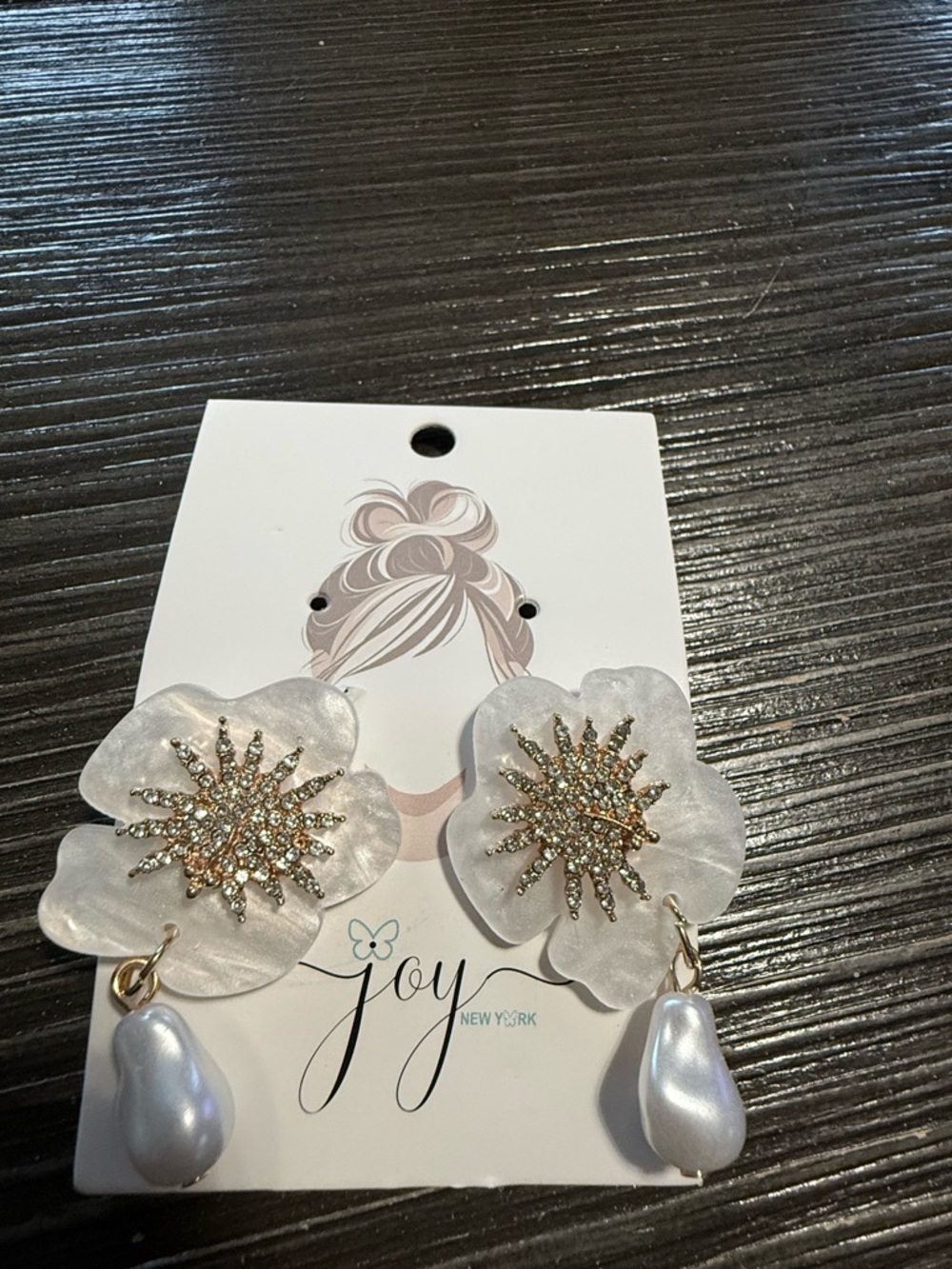 Joy New York Floral Pearl Drop Statement Earrings - Picture 3 of 3